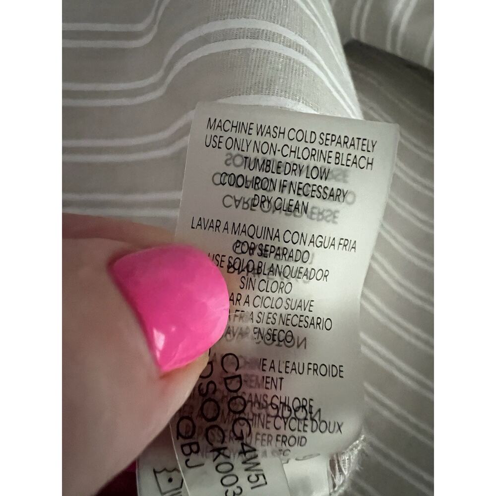 CALVIN KLEIN Gray Striped Button Front Tie Waist Shirt Maxi Dress - Picture 14 of 14